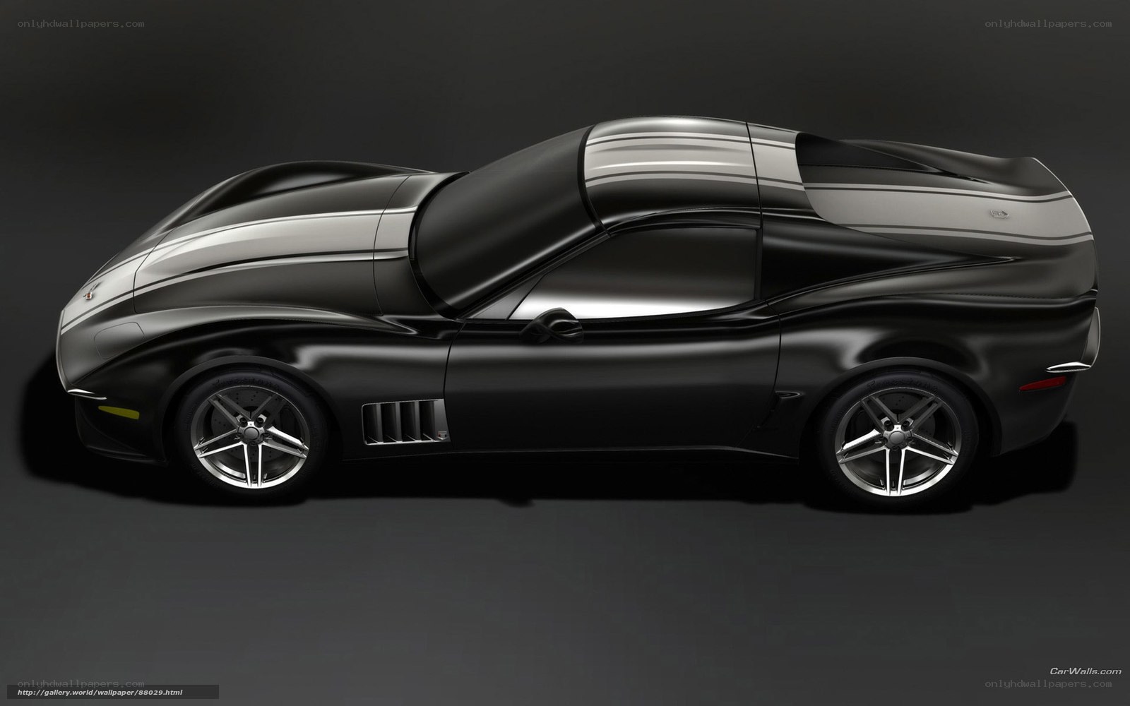 black sports car with stripes