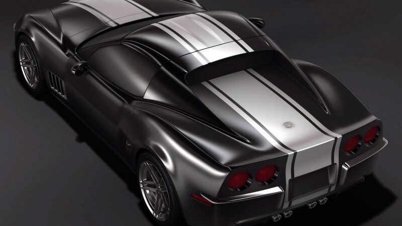 black sports car with stripes