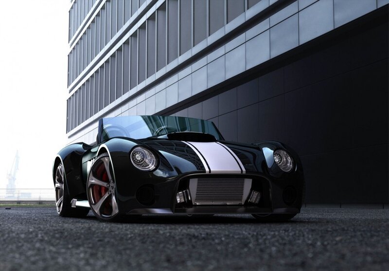 black sports car with stripes