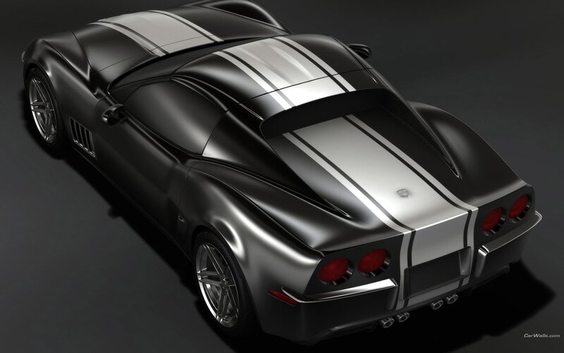 black sports car with stripes