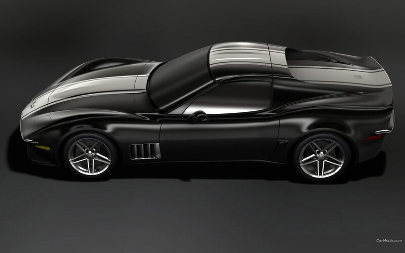 black sports car with stripes