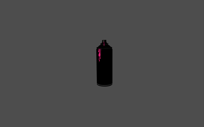black spray can with pink paint