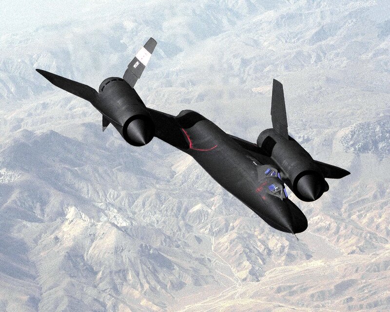 Black Spy Plane — Dramatic, Photograph, Aircraft, Mountains, Sky