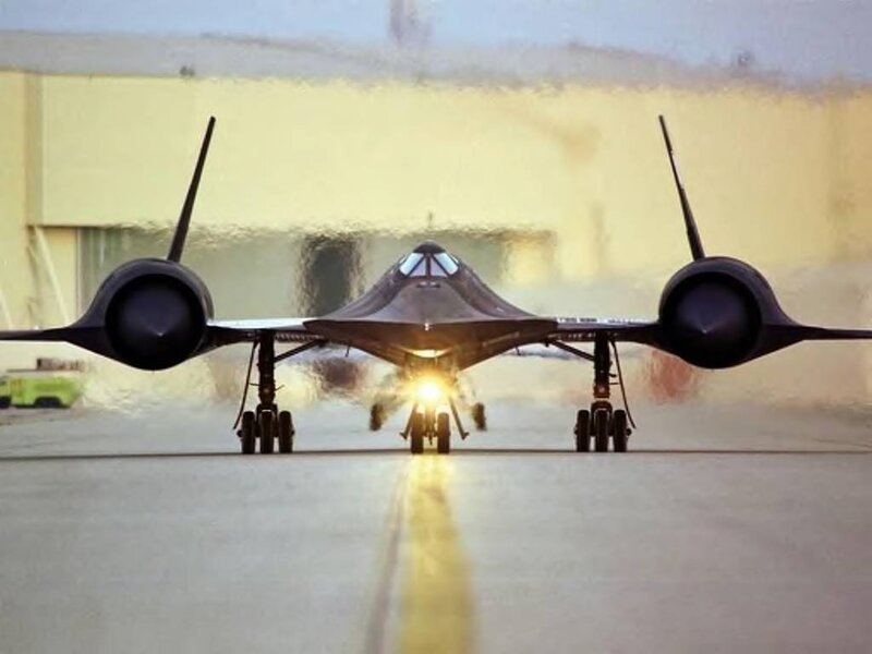 Black Spy Plane — Dramatic, Sunset