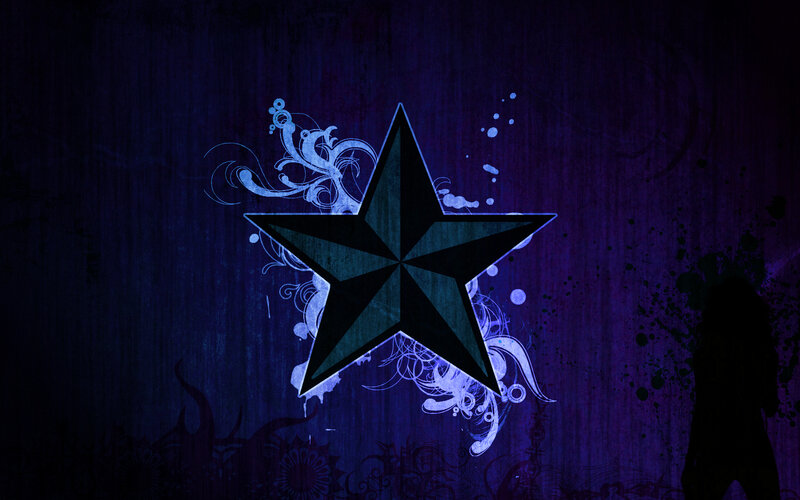Black Star with Floral Design