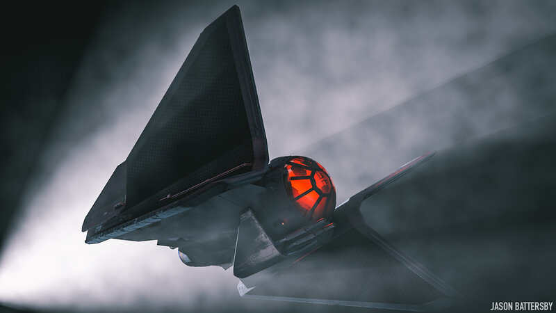 Black Starfighter with Red Engine