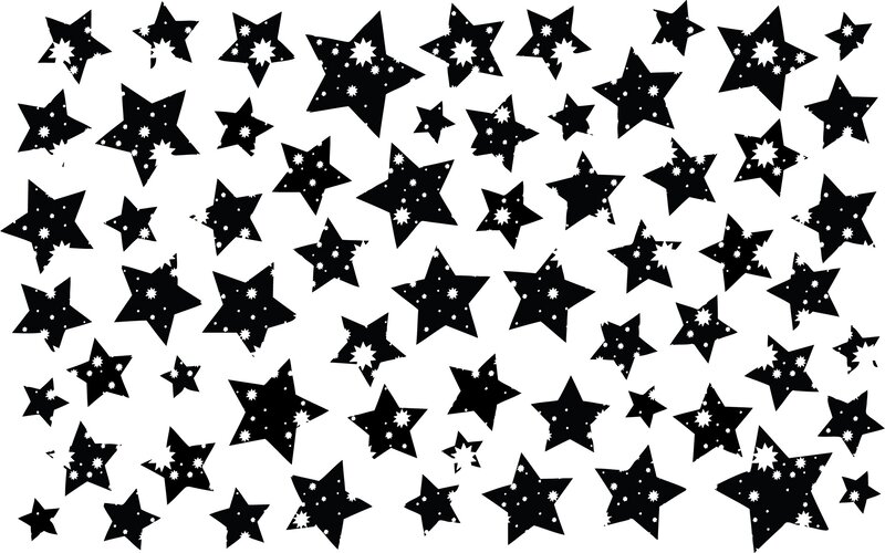 black stars on white background