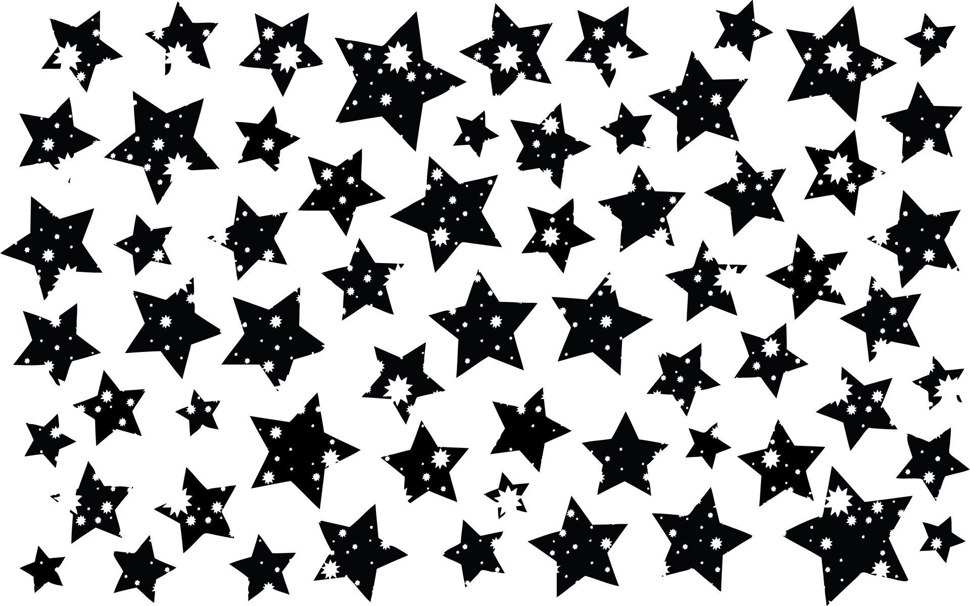 black stars on white background