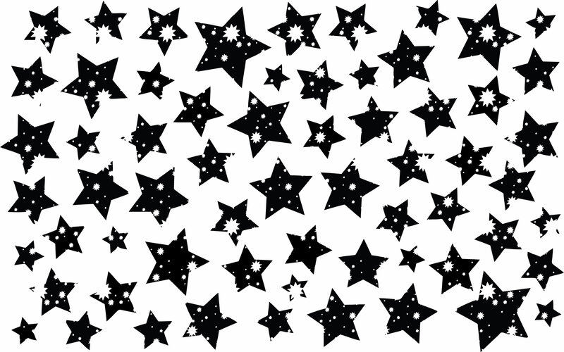 black stars on white background