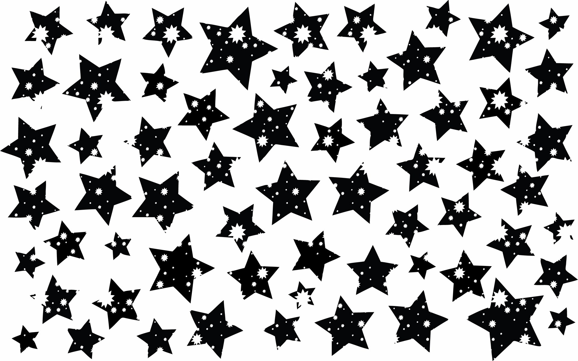 black stars on white background