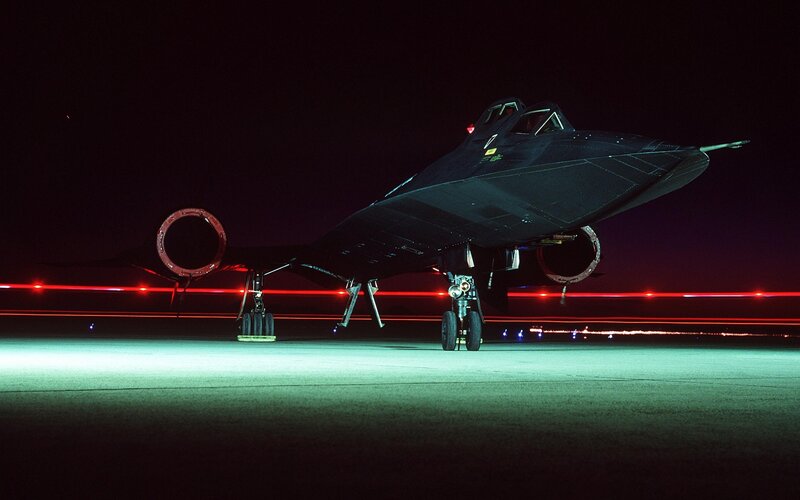 Black Stealth Bomber — Dramatic, Night