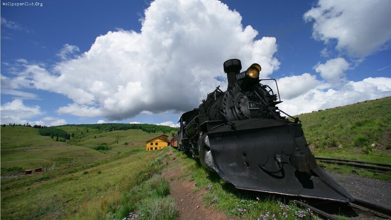 Black Steam Locomotive — Blue, Serene