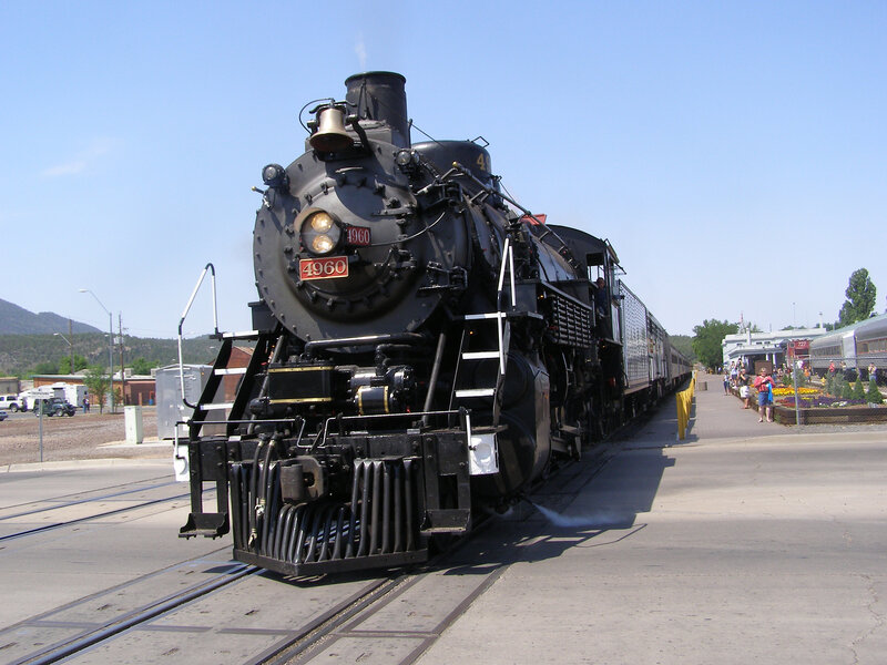 Black Steam Locomotive — Calm, Afternoon, Photograph, Train Tracks, Passengers