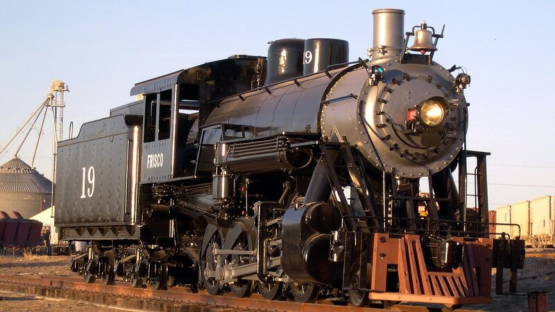 Black Steam Locomotive — Calm, Afternoon, Photograph, Train Tracks, Silo, Bell