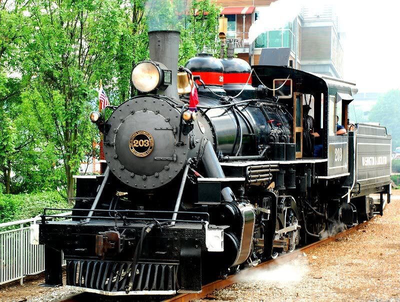 Black Steam Locomotive — Calm, Afternoon