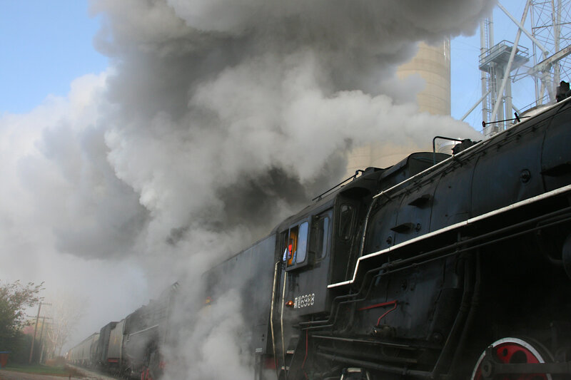 Black Steam Locomotive — Dramatic, Afternoon, Photograph, Smoke, Train Car
