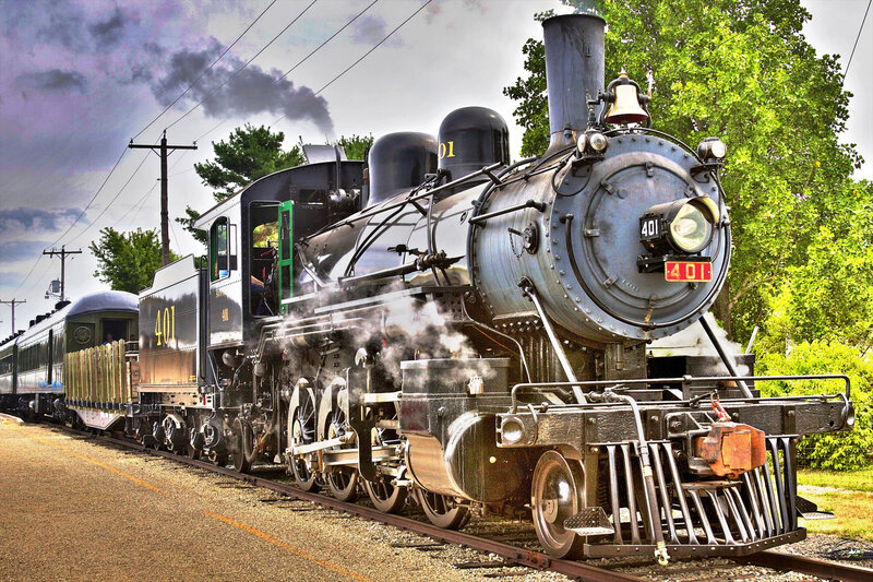Black Steam Locomotive — Dramatic, Afternoon, Photograph, Train