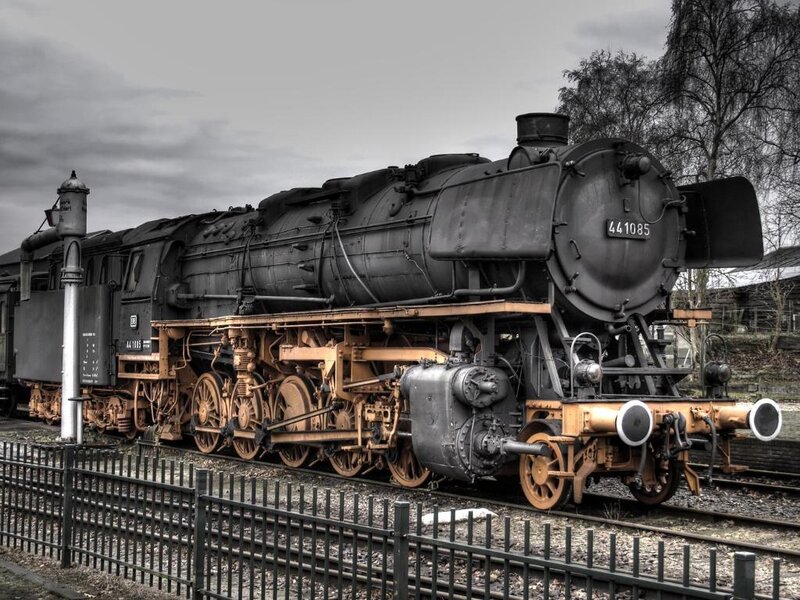Black Steam Locomotive — Dramatic, Photograph