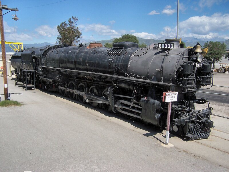 Black steam locomotive on display