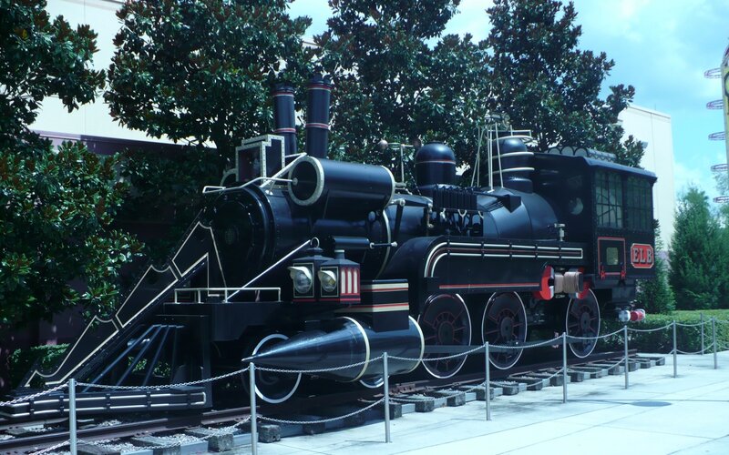 black steam locomotive on display
