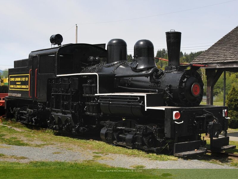 Black steam locomotive on display