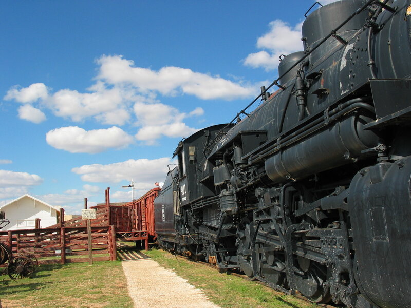 Black steam locomotive on display