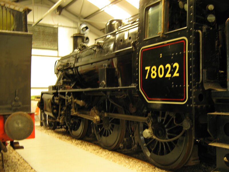 Black steam locomotive on display