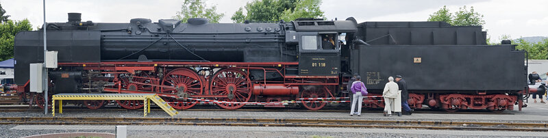 Black steam locomotive on display