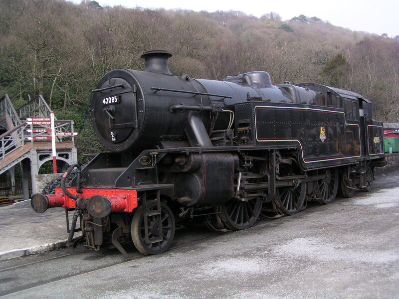 Black steam locomotive on display