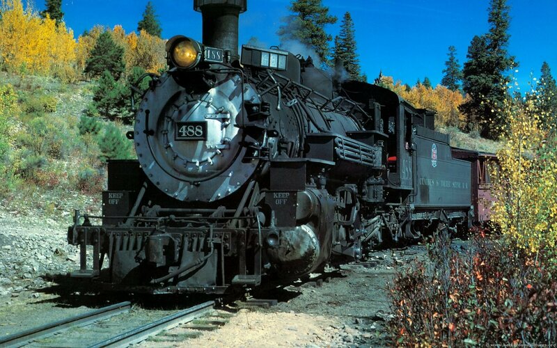 Black Steam Locomotive — Serene, Autumn