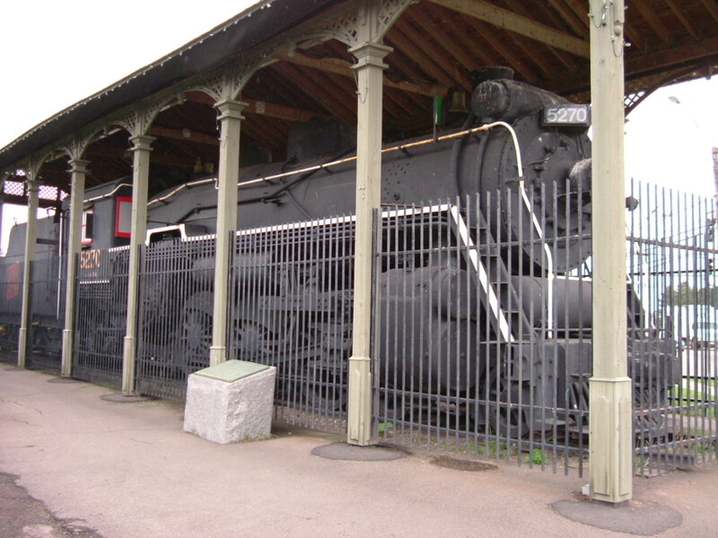 Black Steam Locomotive — Static, Photograph, Fence