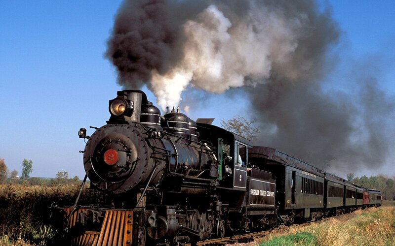 Black Steam Train — Dramatic, Afternoon, Photograph, Smoke
