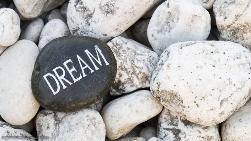 Black Stone with Dream Text — Serene, Photograph