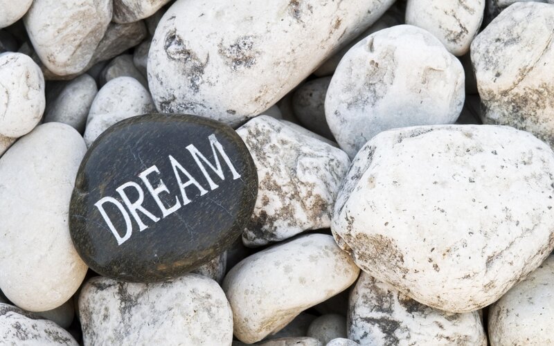 Black Stone with Dream Text — Serene