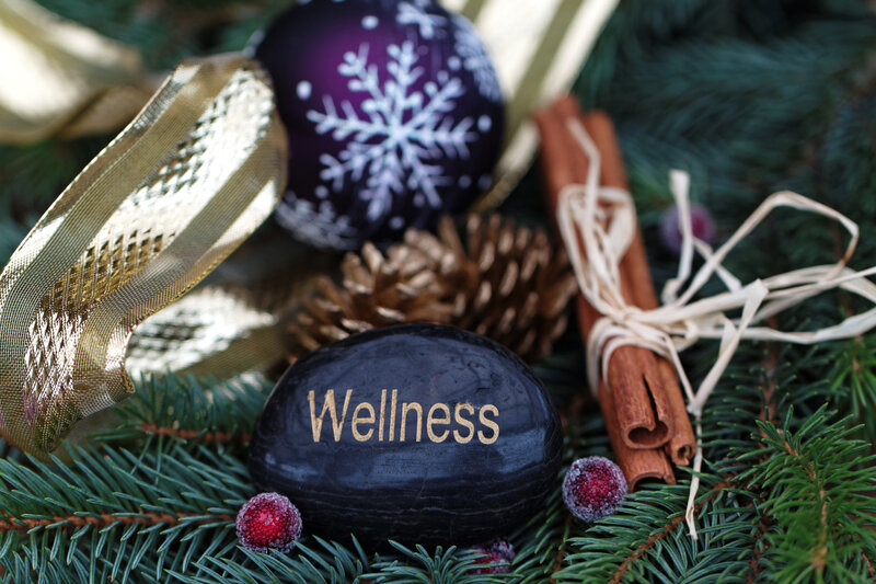 Black Stone with Wellness Text — Green