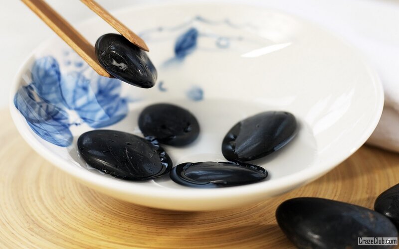 Black Stones in Bowl