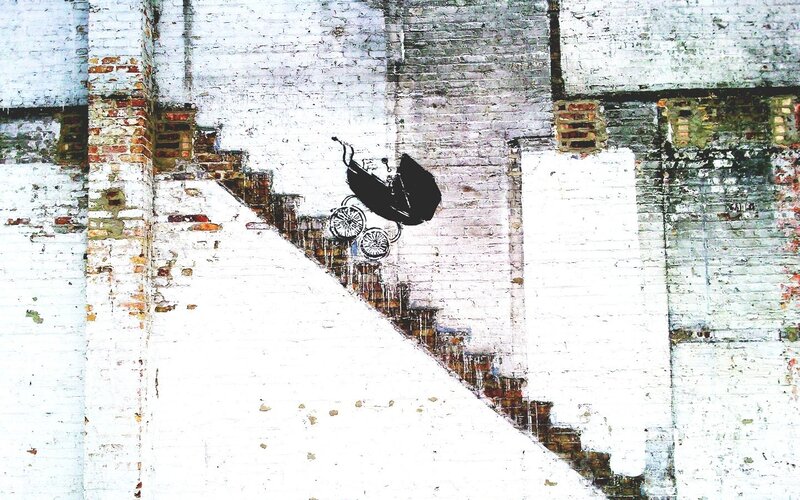 Black Stroller on Wall