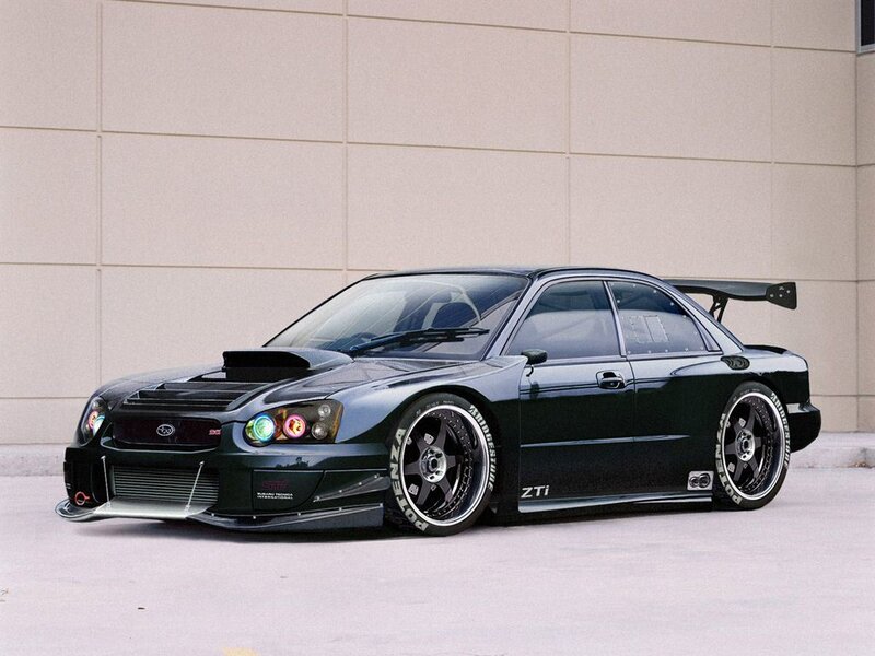 black subaru race car