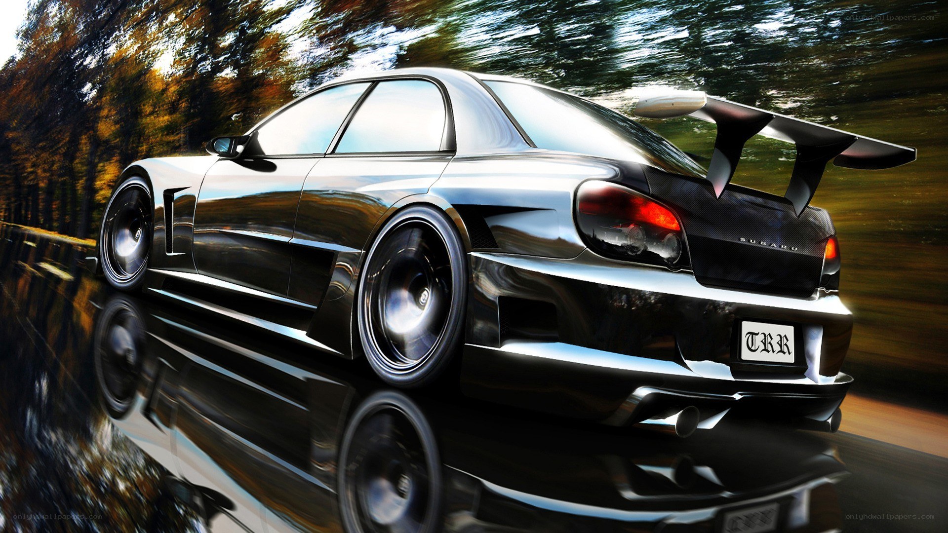 black subaru race car