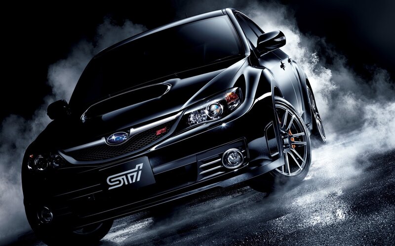 Black Subaru Sti — Dramatic, Night