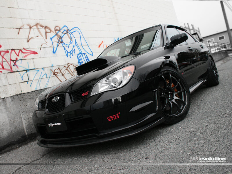 black subaru sti with custom body kit