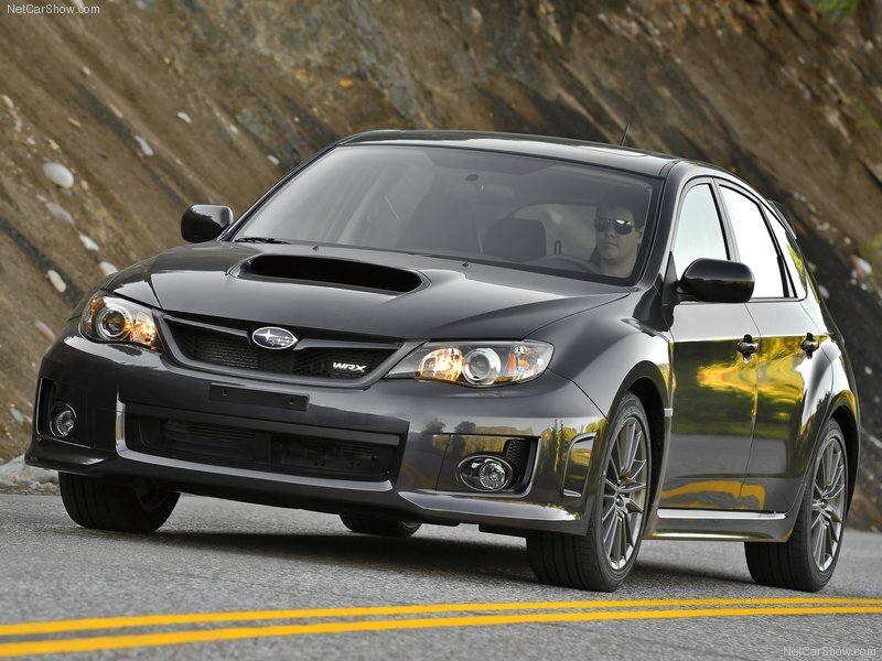black subaru wrx on road