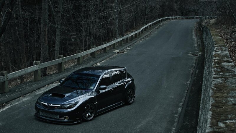 Black Subaru Wrx Sti — Dramatic, Night, Photograph