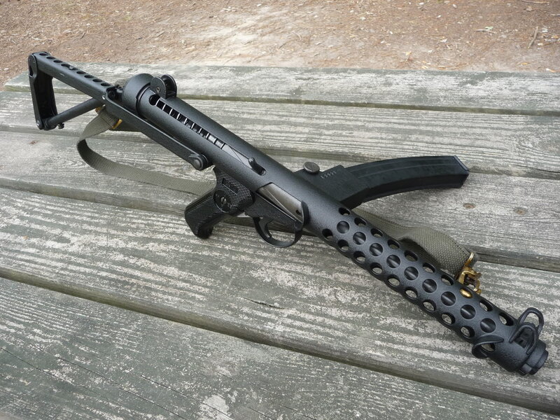 Black Submachine Gun — Neutral, Photograph, Wooden Surface