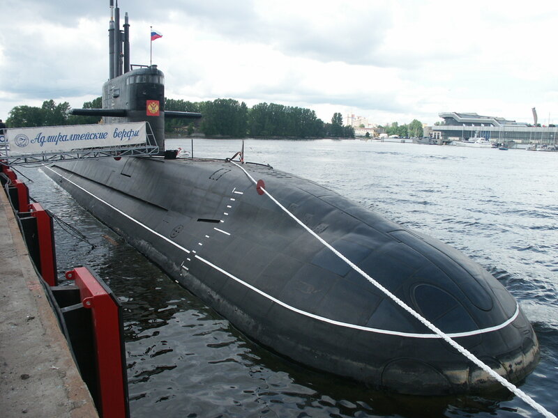 Black Submarine at Dock