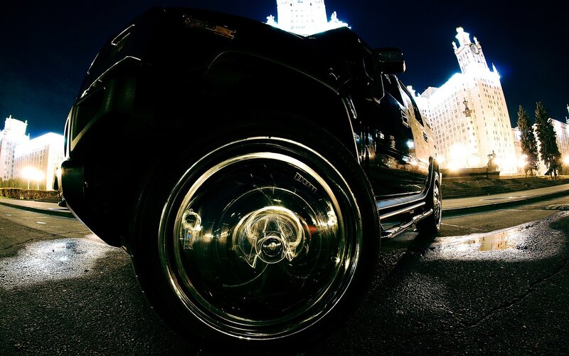 Black SUV at Night — Dramatic