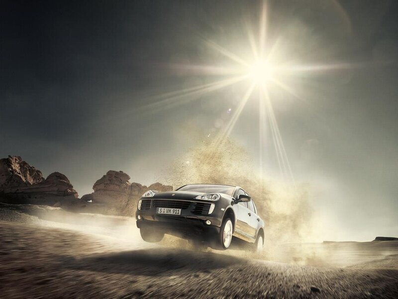 Black Suv in Desert — Brown, Dramatic
