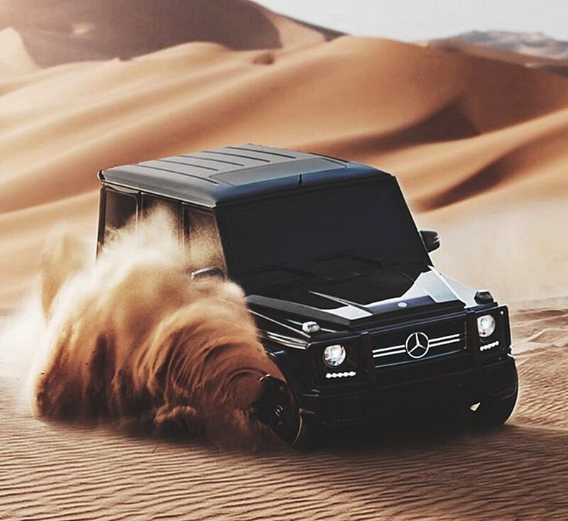 Black Suv in Desert — Brown