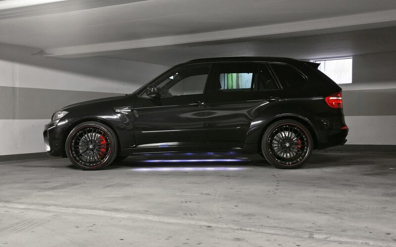 Black SUV in Garage