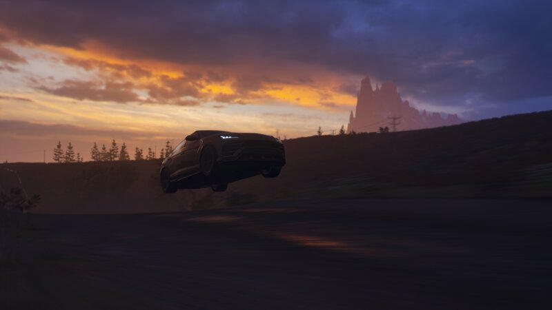 Black Suv in Mid-air